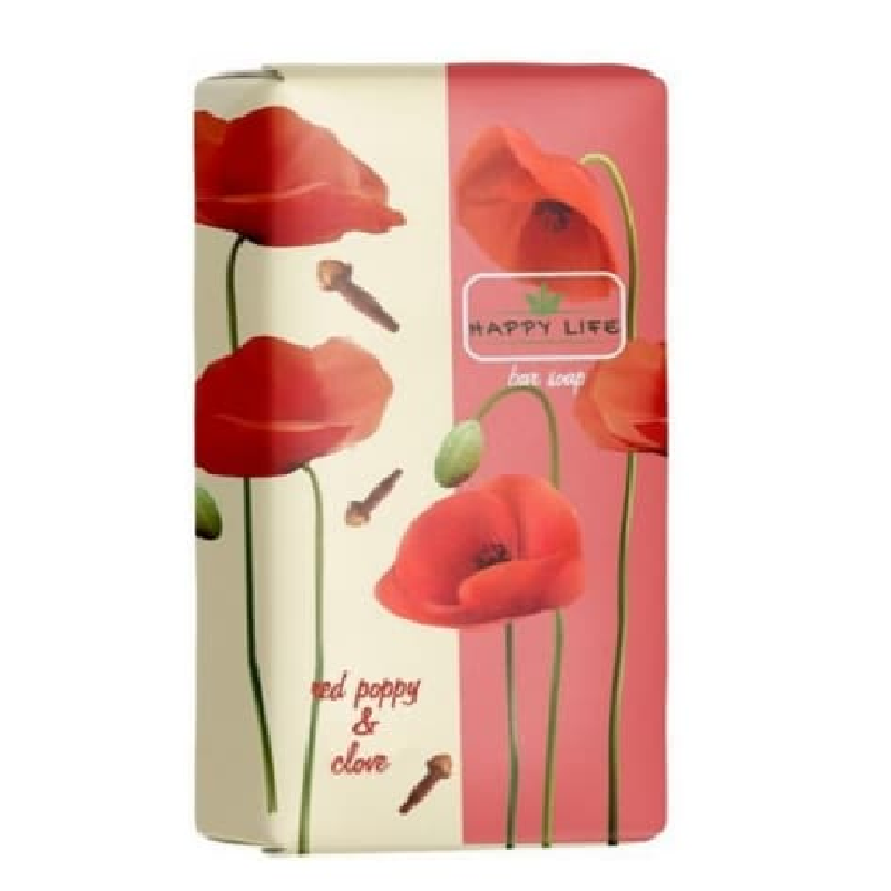 Мило туалетне Happy Life Червоний мак та гвоздика, 180 г (4823107604096)